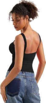 SUUKSESS Women Padded Open Back Boat Neck Tank Tops Double Lined Basic Shirts - Image 2