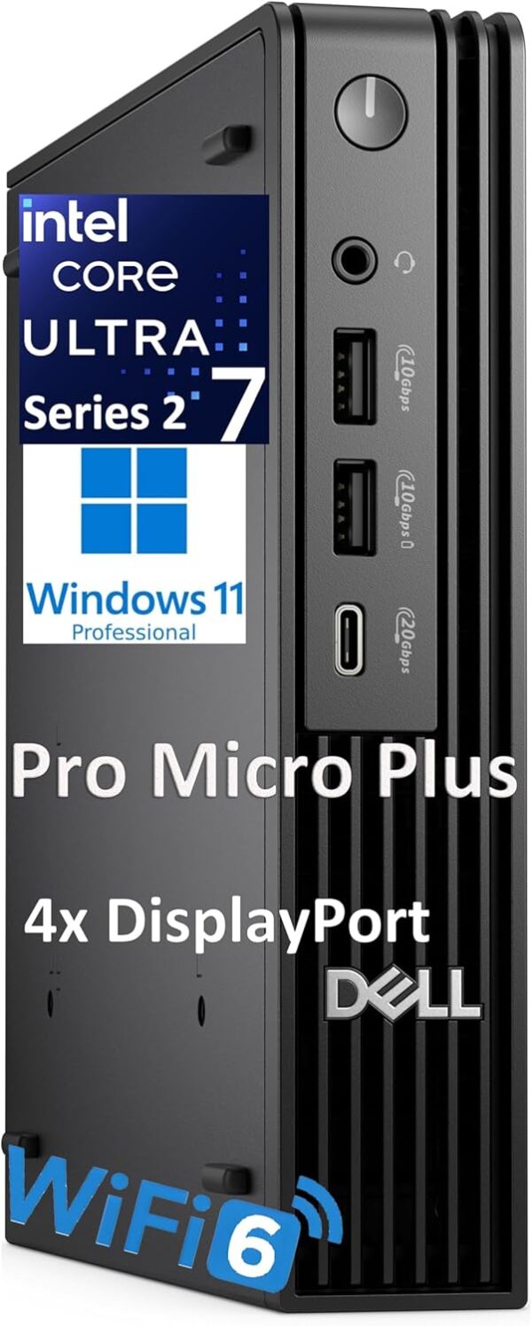 Dell Pro Micro Plus Desktop Computers (Next Gen OptiPlex 7000 MFF) Mini AI PC, Intel 20-Core Ultra 7 265, 32GB DDR5 RAM, 1TB PCIe SSD, WiFi 6, Bluetooth, 4 DisplayPort + 2 Type-C, Windows 11 Pro