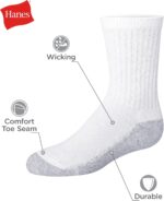 Hanes boys Uniform Crew Socks, Moisture-wicking Socks, Cushioned Foot Bottoms, 10-pairs - Image 4