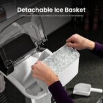 Kismile Nugget Ice Makers Countertop, 35Lbs/24H, Portable Sonic Ice Machine with Self-Cleaning/One-Click Operation for Home/Office(Stainless Steel Silver) - Image 4