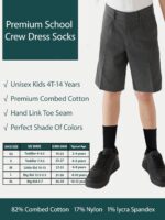 COTTON DAY Unisex Little Kids Youth Boys Girls Soft Cotton Crew Dress Socks Seamless Toe Black White Gray Navy 6 Pack - Image 4