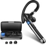 Bluetooth Headset V6.1,100Hrs Talk Time Wireless Earpiece with Mic for Work,CVC8.0 Noise Cancelling Wireless Earbud, Business Earbud with 500 mAh Charging Case for Trucker/Home/Office Work