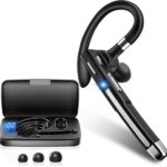 Bluetooth Headset V6.1,100Hrs Talk Time Wireless Earpiece with Mic for Work,CVC8.0 Noise Cancelling Wireless Earbud, Business Earbud with 500 mAh Charging Case for Trucker/Home/Office Work