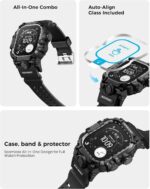 amBand Rugged Case with Band for Apple Watch Ultra 3/2/1 49mm, M3 Military Grade Shockproof Cover, Includes Screen Protector Kit, Tactical Band for Men - Compatible with iWatch Ultra, Matte Black - Image 4