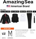 Boys Formal Suits Set, from Toddlers to Teen, Adjustable Waist, with Suspenders - Image 2