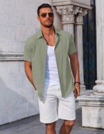 COOFANDY Men's Button Down Shirts Short Sleeve Casual Summer Beach Shirts Vacation Wedding Shirts - Image 4