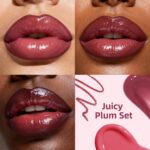 3PCS Lip Combo Set - Matte Lip Liner Pencil + Hydrating Tinted Lip Balm + Juicy Lip Gloss Tint, Non-Sticky, Long-Lasting, High Pigment Lip Makeup Kit (Juicy Plum Set) - Image 4