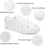 Adokoo Women's Fashion Sneakers PU Leather Casual Shoes White Tennis Low Top Shoes Womens Lace Up Sneakers - Image 3