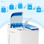 INTERGREAT Portable Washing Machine with Longer Hose, 16lbs Twin Tub Laundry Washer Machine with 9.6Lbs Washer and 5.4Lbs Spinner dryer, Semi-automatic Washer Combo for Dorms, Apartments, Blue - Image 8
