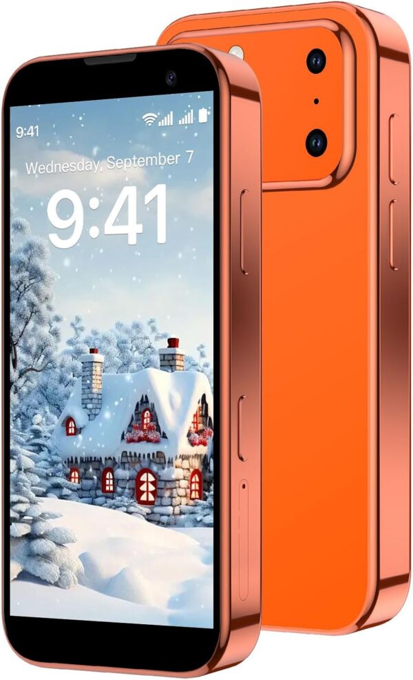 BLKE Mini Phone 3.0" HD Touch Screen Mini Smartphone World's Smallest Unlocked Android Compact Mobile Phone for Students Cell Phone App Download WiFi GPS Face lD 2GB+16GB Orange