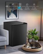 1.6 Cu Ft Mini Fridge with Freezer - 30dB Ultra Quiet Upright Freezer for Bedroom, Dorm & Office | Compact Fridge, Adjustable Thermostat, Reversible Door, ETL Certified - Image 5