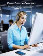 Bluetooth Headset, 60Hrs Working Time with Noise Canceling, Trucker Wireless Headset with Mic & Mute, Voice Control, Bluetooth Headphones Multipoint for Truck Driver, Office, CallCenter, Phone/PC - Image 5