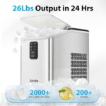 Aeitto Ice Maker Countertop 26lbs/24H, Ice Machine 8 Ice Cubes Ready in 6 Mins, 2 Sizes of Bullet Ice Portable Ice Makers with Basket & Scoop, Auto Self-Cleaning for Home/Kitchen/Office Stainless - Image 2