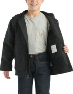 Carhartt Boys' Flannel-Lined Hooded Canvas Insulated Zip-Up Jacket - Image 2