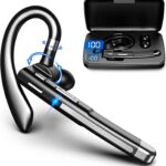 Bluetooth Headset V6.1,100 Hrs Talk Time Single-Ear Earbud,CVC8.0 Noise Cancelling Earpiece,Wireless Headset with Mic for Work,Driving Headphone for Android,iOS,Laptop,Office,Truck Driver