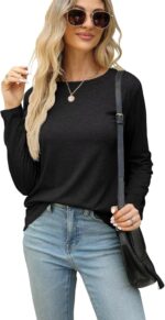 2 Pack Womens Tops Crewneck Soft Long Sleeve Shirts Fall Clothes Casual Tshirts Basic Tee - Image 4