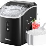 Nugget Ice Maker Countertop, Silonn Chewable Pellet Ice Machine with Self-Cleanin Function, 33lbs/24H Portable Ice Makers for Home Kitchen Officce, Black