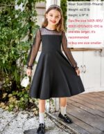 Suggest a better title and return a single title only without any other comments: Arshiner Girl's Contrast Mesh Puff Long Sleeve High Waist A Line Short Dress with Pockets for 6-13 Years - Image 6