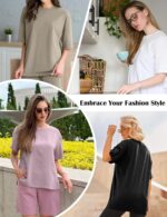4 Pack Oversized Tshirts for Women, Loose Fit Crew Neck Summer Baggy Tops Workout Tees Plus Size T Shirts - Image 6