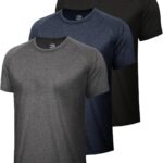 3 Pack Workout Mens Shirts - Quick Dry Causal Moisture Wicking Work Gym Athletic Short Sleeve for Running Sport Lounge