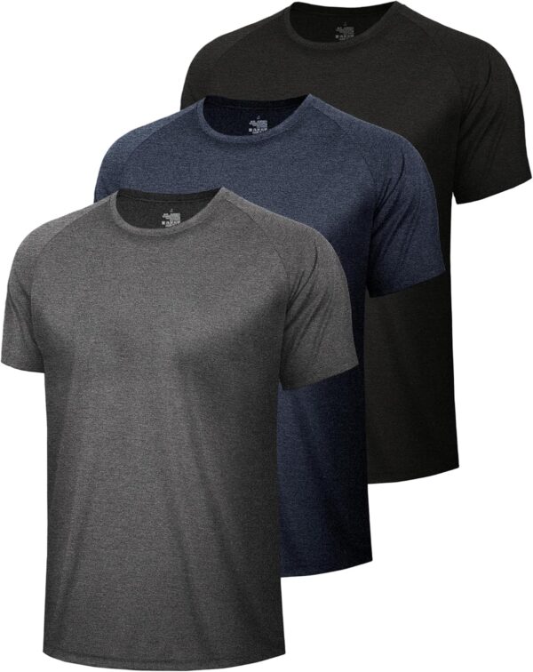 3 Pack Workout Mens Shirts - Quick Dry Causal Moisture Wicking Work Gym Athletic Short Sleeve for Running Sport Lounge