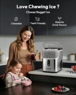 EUHOMY Nugget Ice Maker Countertop, Ready in 7 Mins, 34Lbs/24H Pebble Ice Maker Machine, Self-Cleaning Countertop Sonic Ice Makers with Ice Scoop&Basket, Pellet Ice Maker for Home, Stainless Steel - Image 4