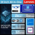Lenovo 24 All-in-One Desktop Computer for Home Office, Intel 8-Core i3-N305 Processor, 32GB RAM, 1TB PCIe SSD, 23.8" FHD AIO, Lifetime Office 365 for Web, WiFi 6, Bluetooth 5.2, Ivory, Windows 11 - Image 2