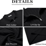 COOFANDY Men's Zipper Polo Shirts Short Sleeve Ribbed Knit Polo T Shirts Fashion Casual Golf Shirts - Image 5