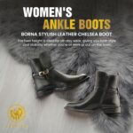 JATAREA Women’s Ankle Boots – Stylish Leather Block Heel Booties, Comfortable Fit with Cushioned Insole, Easy to Wear Fashion Boots for Everyday and Party Look - Image 3