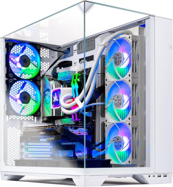 Skytech Gaming O11 Vision Desktop PC, Ryzen 7 9800X3D 4.7 GHz (5.2 GHz), AMD RX 9070XT 16GB, 2TB Gen4 NVMe SSD, 32GB DDR5 RAM 6000 RGB, 850W Gold ATX 3 PSU, 360mm ARGB AIO, Wi-Fi, Win 11