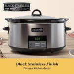 Crock-Pot Large 8-Quart Programmable Slow Cooker with Auto Warm Setting Black Stainless Steel - Image 3