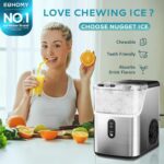 EUHOMY Nugget Ice Makers for Countertop with Ice Scoop & Basket, Self-Cleaning Sonic Pebble/Pellet Ice Maker Machine with 35lbs/24H Soft Ice for Home/Kitchen/Office, Stainless Steel, Silver - Image 2