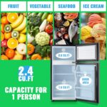 2.4 Cu.Ft Mini Fridge with Freezer & Double Door Small Tiny Size Refrigerator with 7 Temperature Control Knob Only Suitable for One Person Use Black - Image 2