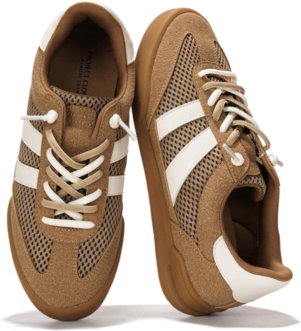 Project Cloud 100% Genuine Leather Casual Sneakers for Women - Memory Foam Insoles Lace-Up Womens Shoes & Lightweight Women's Fashion Sneakers - Slip On Shoes for Women Footwear (Verdy)