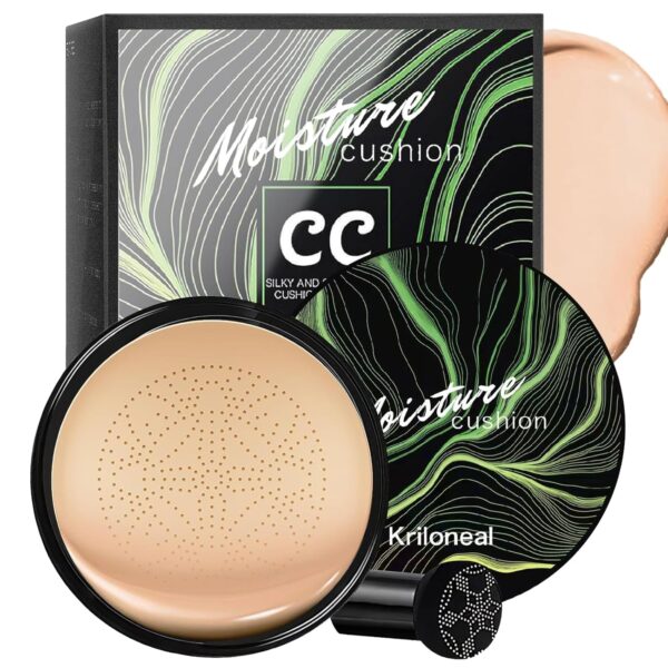 Suggest a better title and return a single title only without any other comments: CC Cream Foundation Mushroom Head Air Cushion Face Makeup Moisturizing Concealer Waterproof Oil Control Long-Lasting Nude Makeup Even Skin Tone for All Skin Types (Nature)