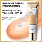 Suggest a better title and return a single title only without any other comments: L'Oreal Paris Age Perfect Radiant Serum Foundation with SPF 50, Rose Ivory, 1 Ounce - Image 3