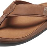 OLUKAI Tuahine Men's Waterproof Leather Sandals, Versatile Beach Flip Flops, Arch Support & Comfort Fit, Lightweight & Durable, Enhanced Grip & Traction