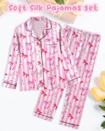 Suggest a better title and return a single title only without any other comments: Sylfairy Girls Pajamas Silk PJS Set Satin Sleepwear Long Sleeve Jammies for Kids Button-Down Nightwear Loungewear 3-16 Years - Image 5