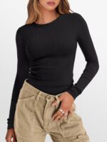 ANRABESS Womens Long Sleeve Thermal Shirts Slim Fit Basic Tee Tops Warm Fleece Undershirts 2025 Fall Winter Layer Outfits - Image 2