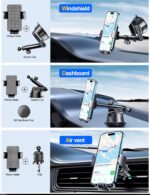 Qifutan Dash Mounted Holders Phone Holders for Your Car Phone Mount for Car Windshield Dashboard Air Vent Universal Desk Mounts Hands Free Automobile Cell Phone Holder Fit for iPhone Smartphone - Image 4