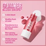Suggest a better title and return a single title only without any other comments: Revlon Glimmer Blush Drops, Liquid Blush for Cheeks, Liquid to Velvety Powder Finish, Glowy, High Pigment, 102 Pink It Over, 0.32 fl oz - Image 3