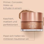 Suggest a better title and return a single title only without any other comments: M. Asam Magic Finish Make-Up Mousse (1.01 Fl Oz) – 4in1 Primer, Foundation, Concealer & Powder With Buildable Coverage, Hides Redness And Dark Spots, Vegan, For Light To Medium Skin Tones - Image 2