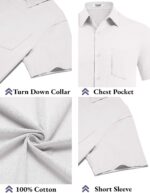COOFANDY Men's Button Down Short Sleeve Shirt Casual Cotton Summer Beach Linen Wedding Shirts with Pocket - Image 5