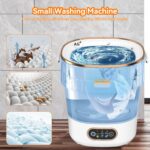 Portable Washing Machine, Mini Washer and Spin-Dryer With Folding Hanger, 16L Large Capacity Small Compact Laundry Machine of Underwear, Baby Clothes, for Apartments, Dormitories, RV, Travel, (White) - Image 5
