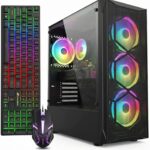 STGAubron Gaming PC Desktop, Intel Core i7 up to 3.9G, Radeon RX 580 8G, 16GB RAM, 512GB SSD, WiFi 6, BT 5.0, RGB Fan x 4, Windows 11 Home