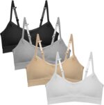 Suggest a better title and return a single title only without any other comments: Popular Girls Padded Training Bra Pack – Crop Cami Training Bras for Girls. Seamless Bra Design with Removable Padding