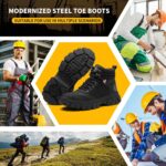 KELODON Waterproof Steel Toe Boots For Men-6 Inch Comfortable Mens Safety Work Boots Indestructible Steel Toe Shoes Lightweight Non Slip Puncture Resistant Industrial Construction Boot - Image 2