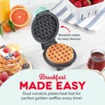 Dash Mini Waffle Maker- Compact Electric Iron for Creative Homemade Treats - Nonstick Surface - Easy-to-Clean - Perfect for Kids & Families - Aqua - Image 3
