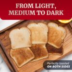 Elite Gourmet ECT-3100 Long Slot 4 Slice Toaster, Reheat, 6 Toast Settings, Defrost, Cancel Functions, Built-in Warming Rack, Extra Wide Slots for Bagels & Waffles, Stainless Steel & Black - Image 7