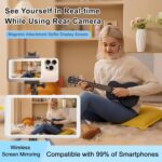 Selfie Monitor Screen for iPhone/Android,Magnetic Phone Vlog Selfie Screen with 1800mAh Battery&Bluetooth Remote,Wireless Back Camera Monitor for Live Streaming/TikTok(White) - Image 3